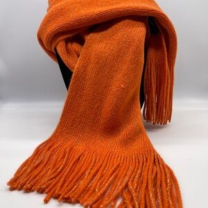 Cejon Vibrant Orange Fringe Scarf 80”x10”